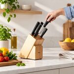 Bloco de Madeira Tefal Ice Force com 5 Facas Preto