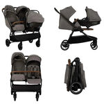 Carrinho Nuna TRVL Dubl Granite Duplo Compacto
