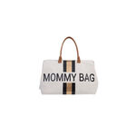 CHILDHOME Mommy Bag Canvas Bege com Riscas Pretas e Douradas