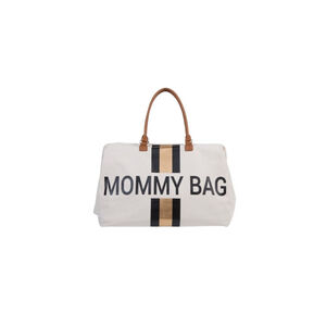 CHILDHOME Mommy Bag Canvas Bege com Riscas Pretas e Douradas
