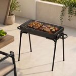Churrasqueira a Carvão BBQ 60x30cm em Aço Inoxidável Preta