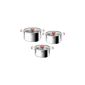 Conjunto 6 Peças Tefal Opti’Space Inox, Antiaderente Titanium, Indução