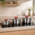 Conjunto 6 Peças Tefal Opti’Space Inox, Antiaderente Titanium, Indução