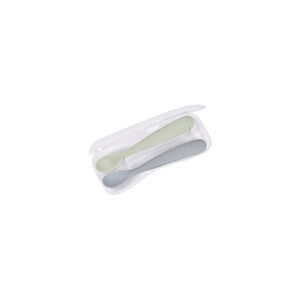 Conjunto de 2 Colheres de Silicone Béaba com Estojo Pebble Verde