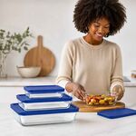 Conjunto de Assadeiras Pyrex com Tampas Azuis 3 Peças