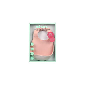 Conjunto de Babetes de Silicone Rosa/Névoa Beaba