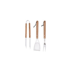 Conjunto de Ferramentas para Churrasco BBQ 3 Peças em Aço Inoxidável