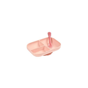 Conjunto Prato com Ventosa e Colher de Silicone Beaba