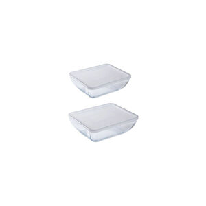 Conjunto Pyrex 2 Tigelas de Vidro com Tampa 1,3L e 2L