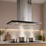 Exaustor Meireles 90cm Inox e Vidro Negro com Extração de 600m³/h