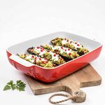 Forma para Assar PYREX 35x25cm Vermelha Cerâmica Esmaltada