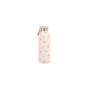 Garrafa Infantil Tutete Aço Inoxidável com Capa Rosa de Neoprene