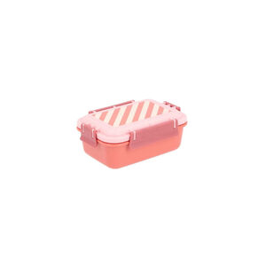 Lancheira Bento Stripes Monnëka com Caixa Divisória e Garfo 900ml Rosa