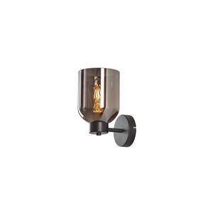 Luminária de Parede Decorativa Preta com Vidro Fumado E27