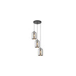 Luminária de Teto Decorativa Preta com Vidro Fumado 3xE27