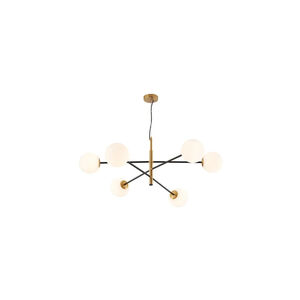 Luminária de Teto Pendente Dourada e Preta 6xG9
