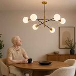 Luminária de Teto Pendente Dourada e Preta 6xG9