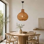 Luminária Pendente Decorativa Rattan E27 Preta