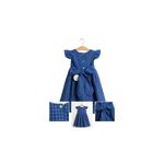 PUKATUKA Vestido Infantil Azul 100% Algodão