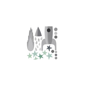 TRESXICS Adesivo de Parede Rocket and Stars Cinzento