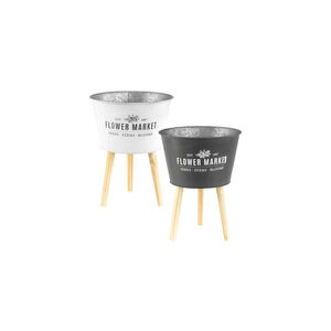 Vaso para Plantas BBQ com Pé de Madeira 45cm