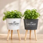 Vaso para Plantas BBQ com Pé de Madeira 45cm